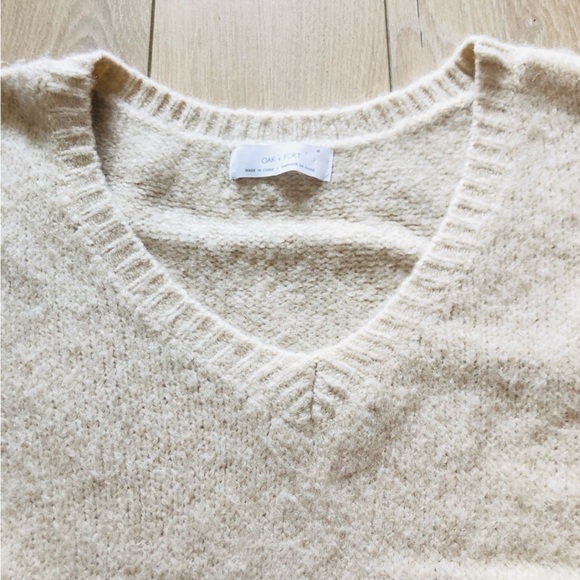 Oak + Fort Wool Blend Bell Sleeve Sweater in Cream - Picture 4 of 10